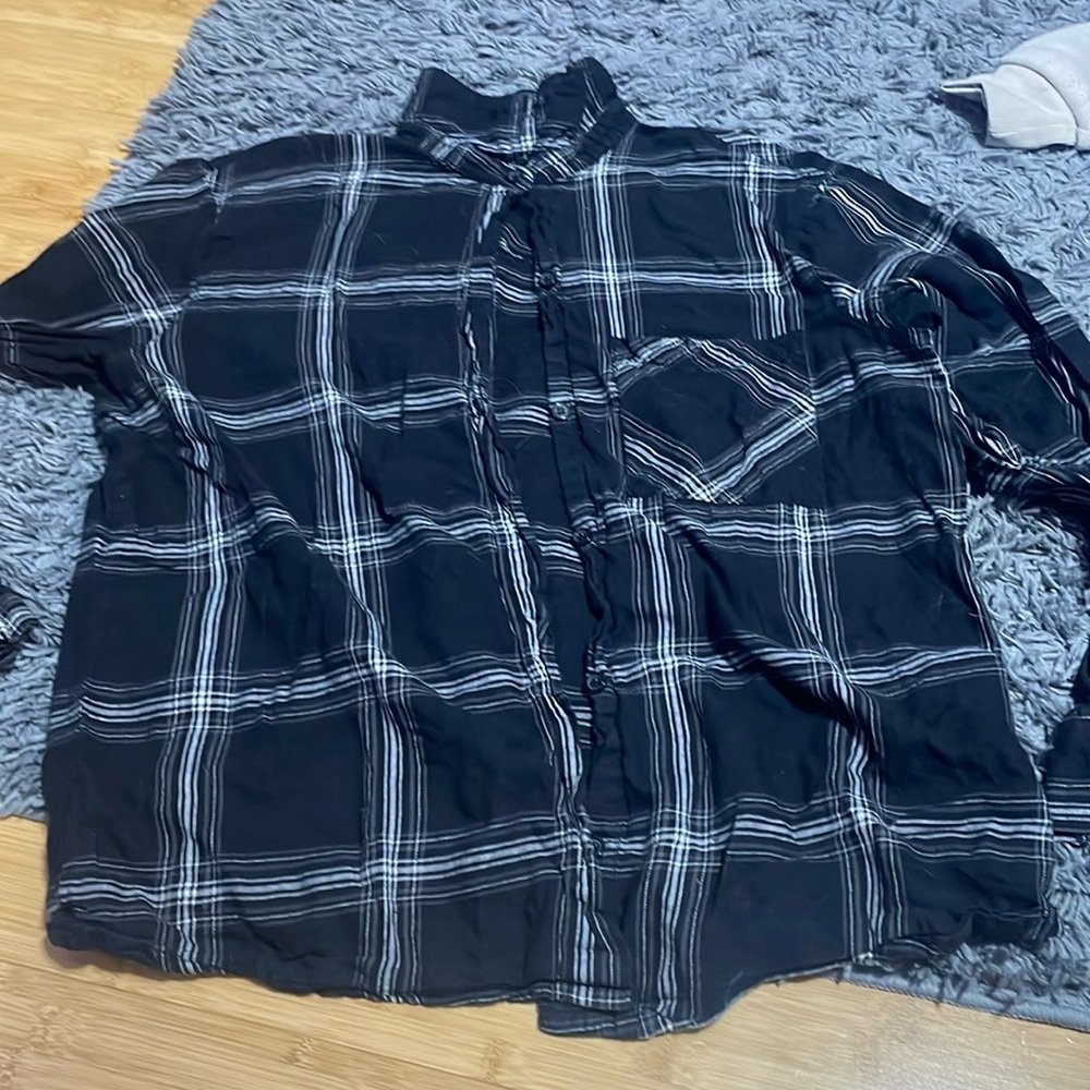 black plaid button down